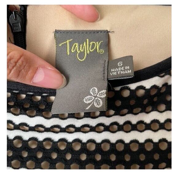 Anthropologie Dress Women's 6 Taylor Black White Stripes Zip Up Sleeveless - Picture 3 of 6